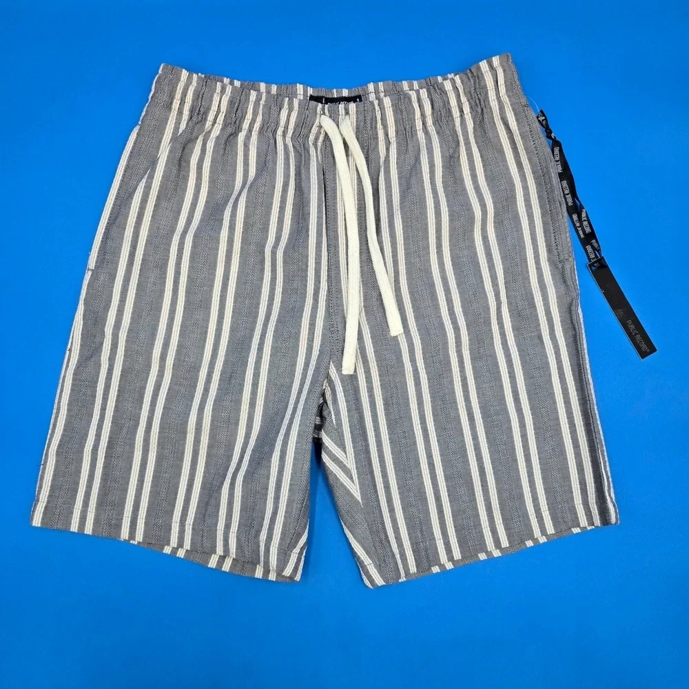 Public Record Salem Striped Textured Shorts Navy Blue White Men's Medium NWT - Picture 1 of 8